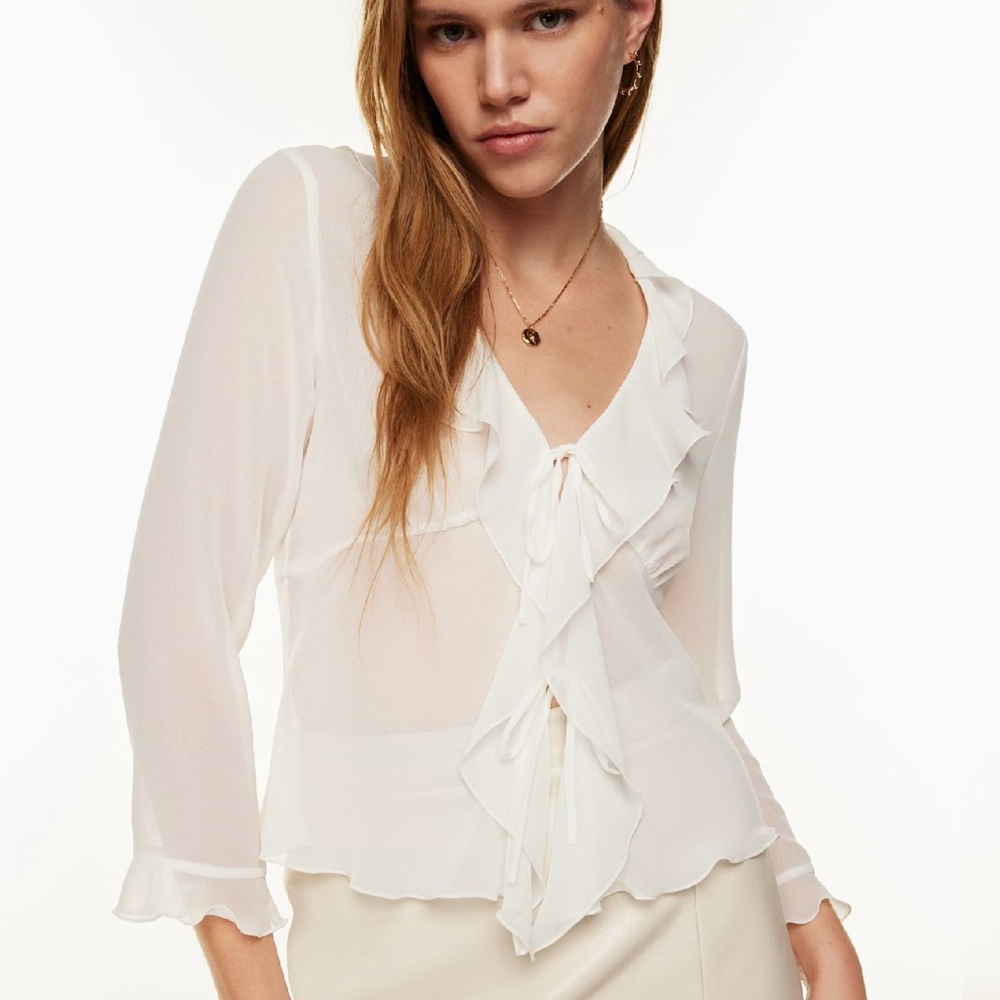 Aritzia Wilfred Frenchy White Ruffle Blouse